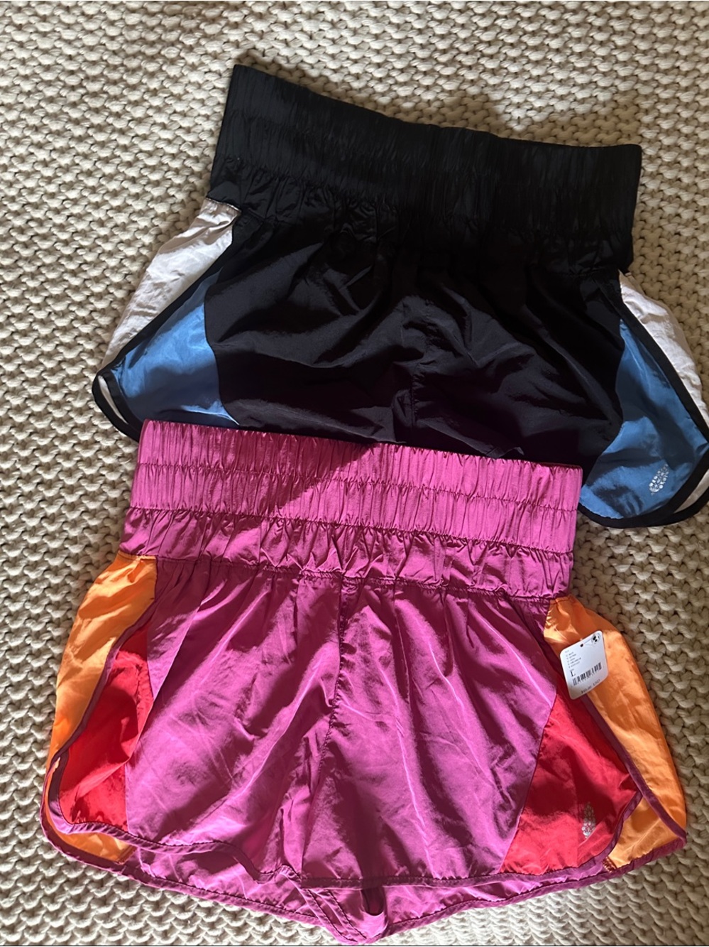 FP Movement Colorblock Athletic Shorts - Pink with Orange & Navy with Light Blue